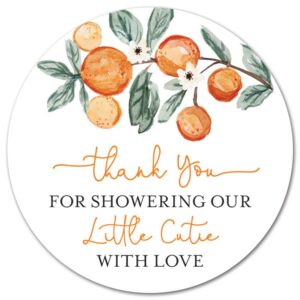 2" round cutie orange baby shower thank you favor stickers (40 labels)