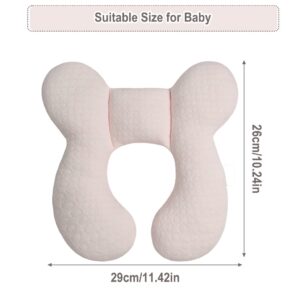 Blublu Park Upgraded Baby Head Support Pillow for Newborn Toddler, Soft Cotton Baby Travel Pillow for Car Seats and Strollers for Baby, Pink