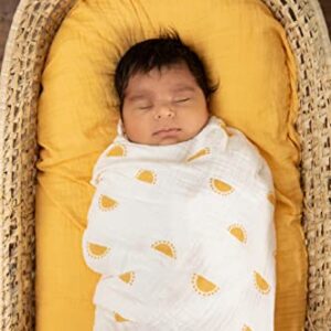 Muslin Swaddle Baby Blankets for Baby Girl or Boy, Soft and Breathable Oeko-Tex Cotton Muslin Baby Blanket, Newborn Swaddling Wrap, Receiving Blanket, 47 in x 47 in, Yellow Suns