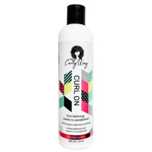 my curly way leave in conditioner for curly hair, packed with fruit and flower extracts - 10 oz. curl on light moisturizer cream for curls, waves and coils 100% vegan!