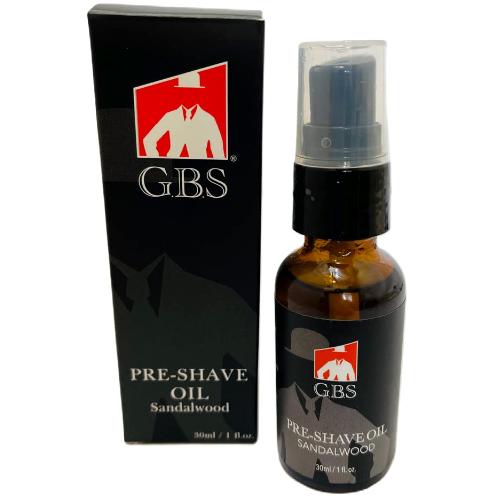 G.B.S Pre-Shave Oil for Sensitive Skin, Sandalwood, 1-Oz