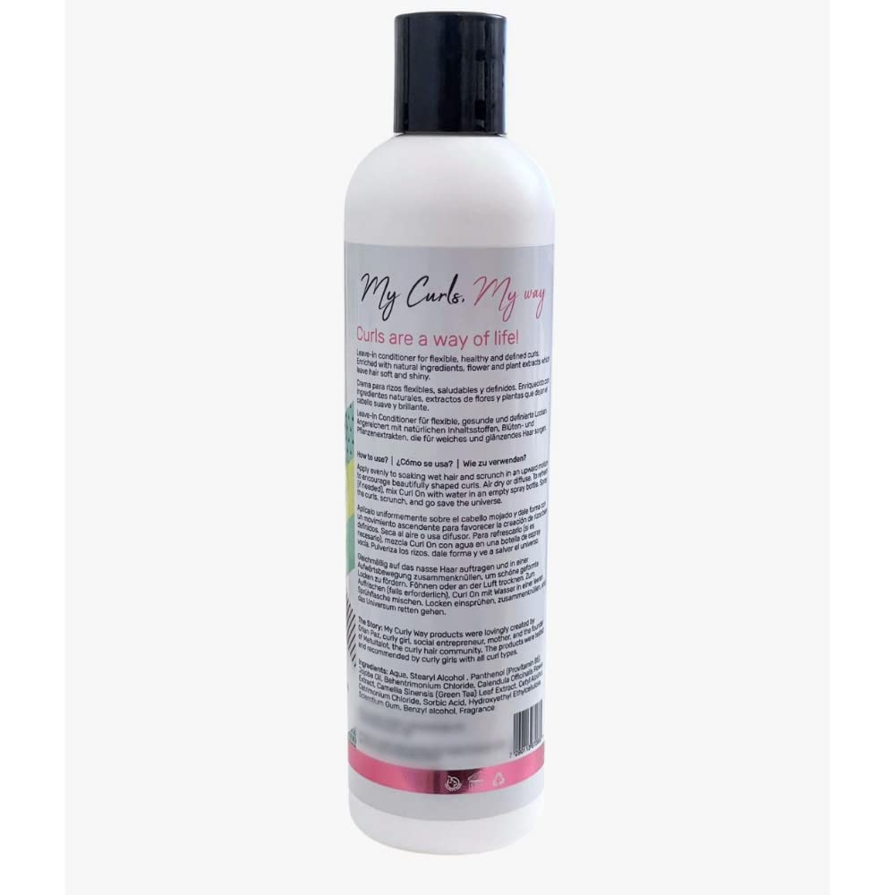 My Curly Way Leave In Conditioner for Curly Hair, Packed with Fruit and Flower Extracts - 10 Oz. Curl On Light Moisturizer Cream for Curls, Waves and Coils 100% Vegan!