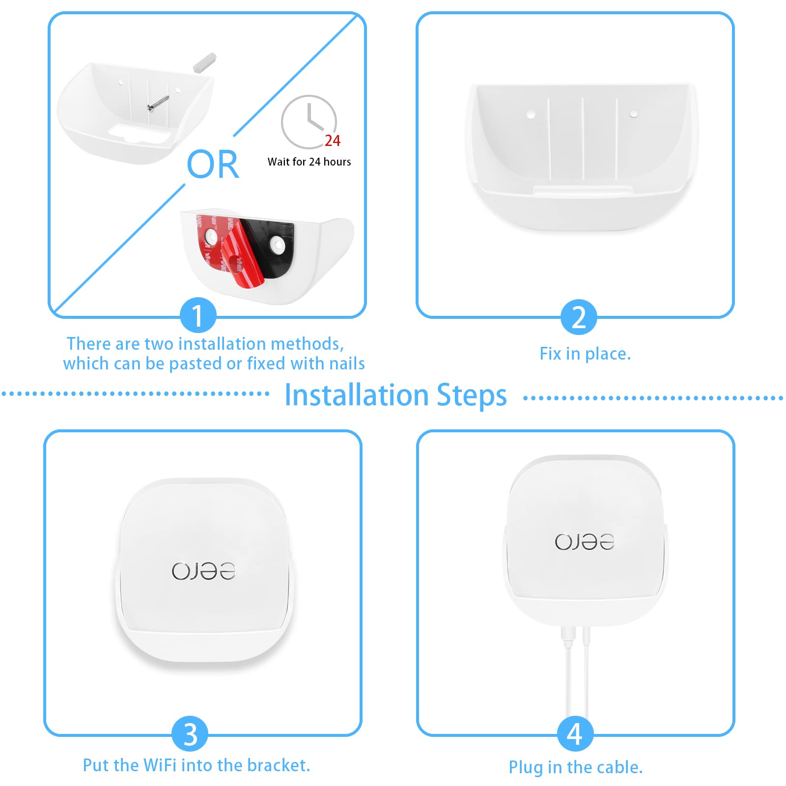 BECEMURU VHB Strong Adhesive Wall Mount Holder for eero 6+ Whole Home WiFi System, No Drilling Screwless Ceiling Bracket for eero 6 Plus WiFi Router (1 Pack)