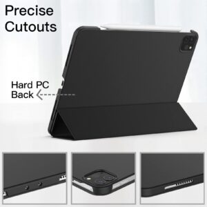 JETech Case for iPad Pro 11-Inch 2022/2021/2020/2018 Model (4th/3rd/2nd/1st Generation), Protective Hard Back Shell Soft-Touch Tablet Stand Cover, Auto Wake/Sleep (Black)