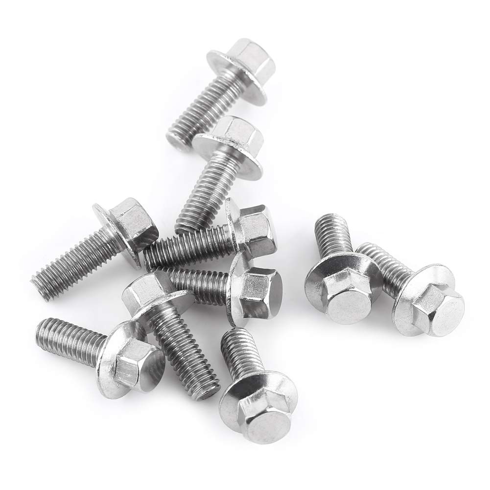 10pcs M8 304 Stainless Steel Hex Flange Screws Bolts Fasteners Hex Drive Flange Screws Head Washer Bolts(M8*20)