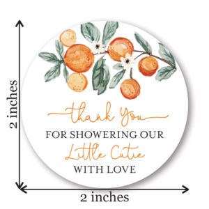 2" Round Cutie Orange Baby Shower Thank You Favor Stickers (40 Labels)