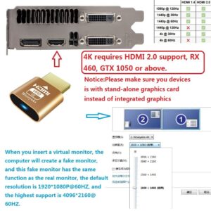 HDMI Dummy Plug（4K UHD） Headless Ghost Adapter,Virtual Monitor Display Emulator Compatible with Windows, Mac OS, Linux Support 4K/2K/1080P Multiple Resolutions(3 Pack)