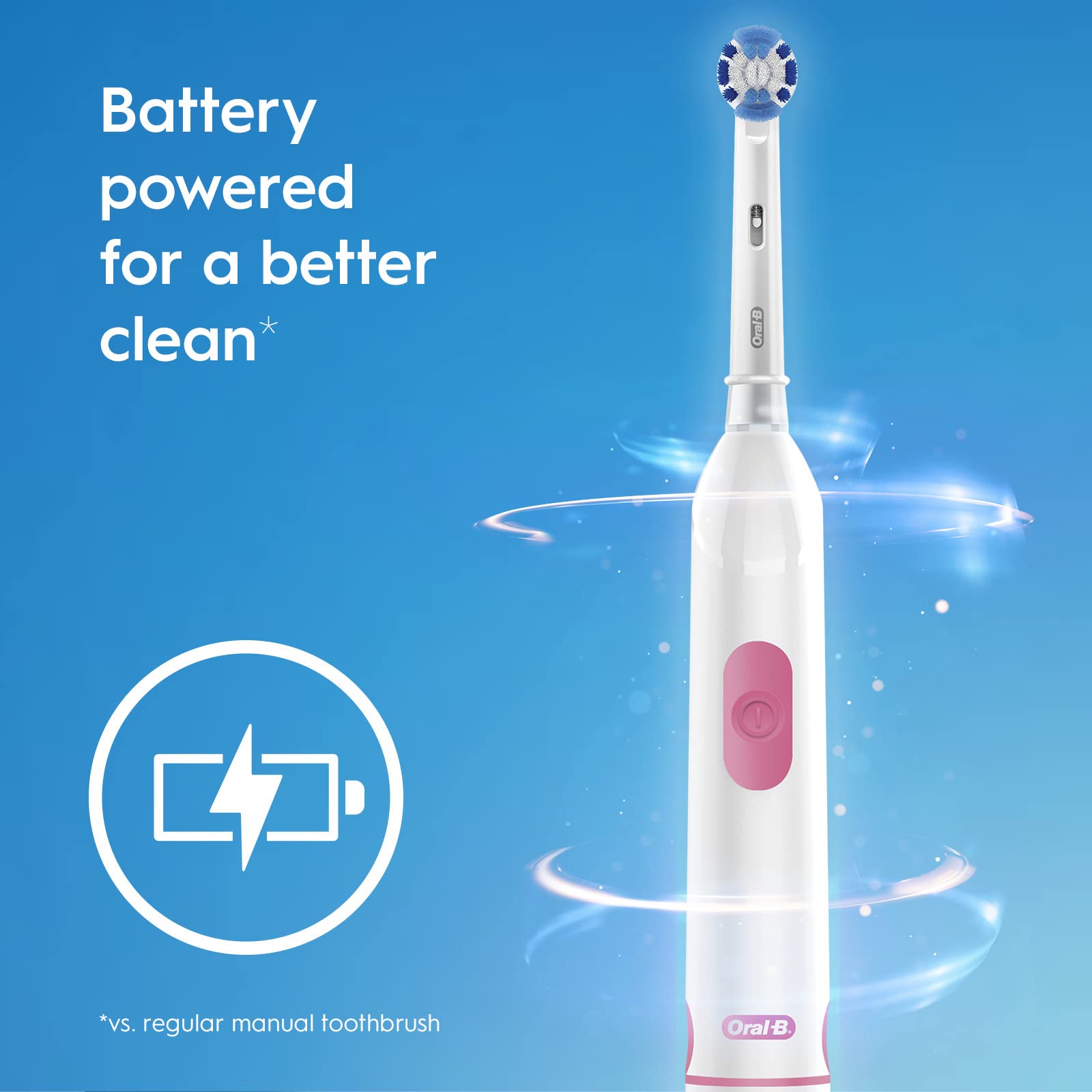 Oral-B Revolution Battery Toothbrush with (1) Brush Head, White, Batteries Included