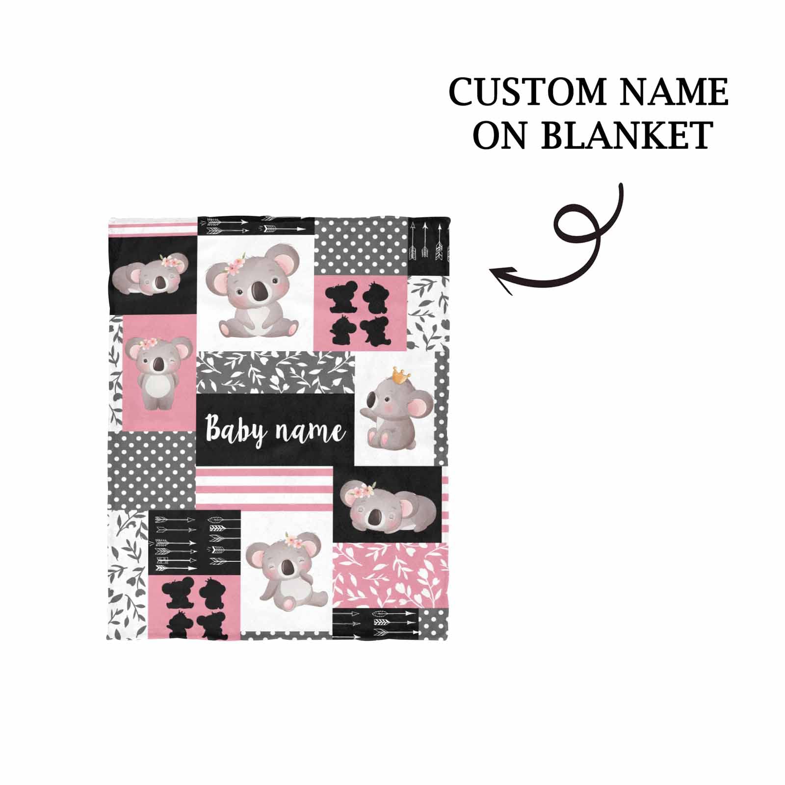 YESCUSTOM Personalized Baby Blanket with Name for Girls Boys Custom Woodland Koala Baby Blankets for Kids Newborn Super Soft Baby Fleece Blanket Gifts