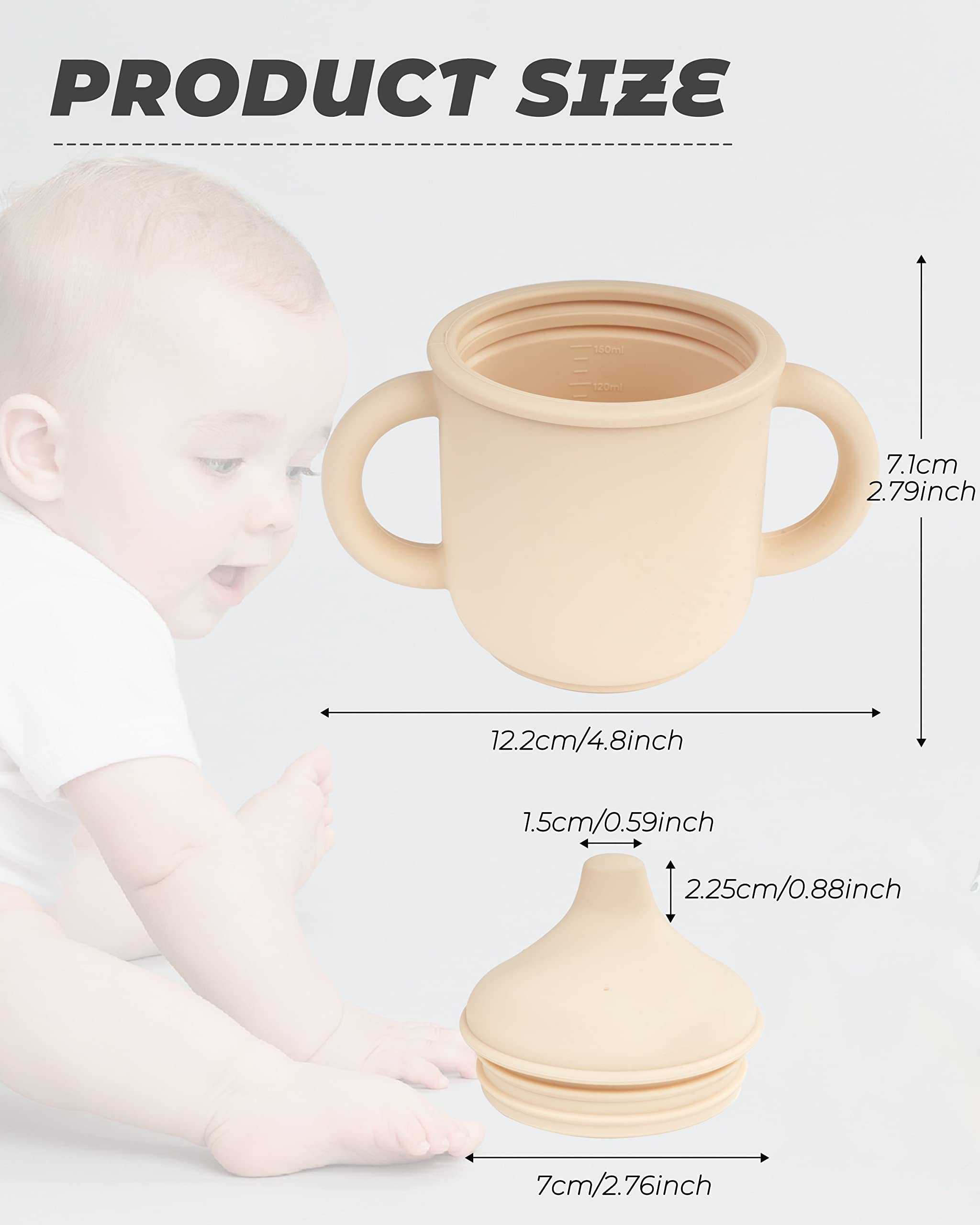 DF DUALFERV Toddler Sippy Cups, Sippy Cups for Baby 6+ Months, Toddler Cups with Two Non Slip Handle, Transition Sippy Cups for Babies 6-12 Months And Toddlers 1-3 Years, 5oz