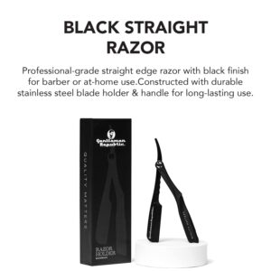 Gentlemen Republic Straight Edge Razor: Premium Black Safety Razor for Professional Barbers and Everyday Home Grooming - Achieve the Shave with Confidence