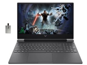 hp victus 15.6" 144hz gaming laptop, intel 12th core i5-12450h, 8gb ram, 512gb pcie ssd, nvidia geforce gtx 1650 graphics 4gb, backlit keyboard, windows 11 pro, mica silver, 32gb usb card