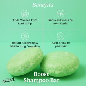 NATURÉL Naturel Boost Volumizing Shampoo Bar for Fine or Oily Hair, Volumizing Shampoo Bar, Vegan, Zero Waste, Cruelty Free, Made in USA