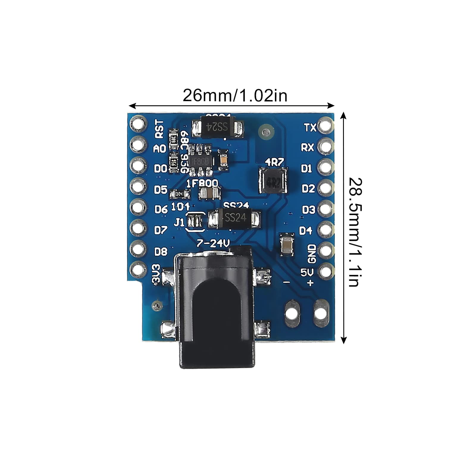 Alinan 8pcs 7-24V DC Power Shield V1.1.0 for WEMOS D1 Mini Development Board DC Power Supply Screen Module