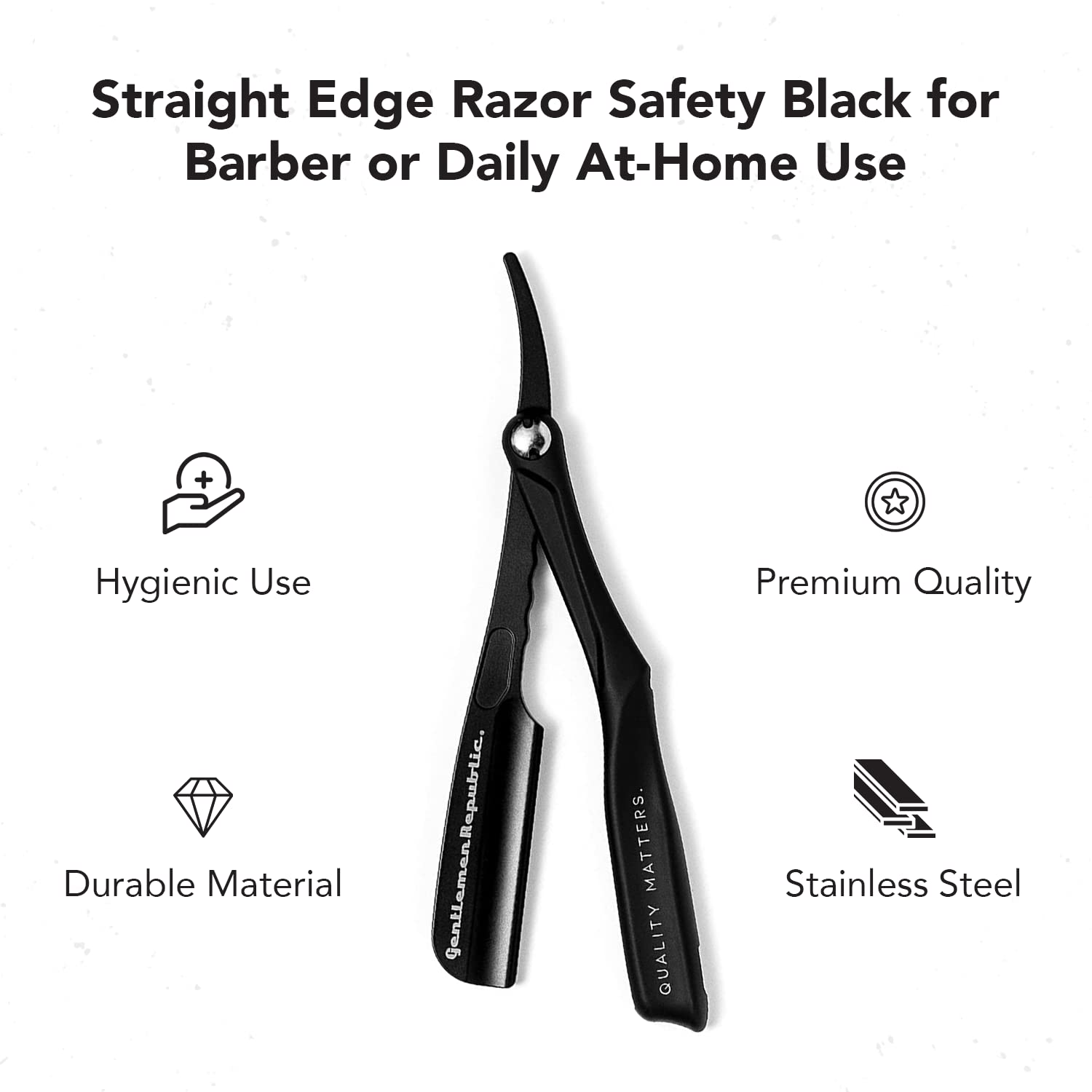 Gentlemen Republic Straight Edge Razor: Premium Black Safety Razor for Professional Barbers and Everyday Home Grooming - Achieve the Shave with Confidence