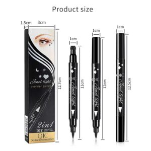 Go Ho Black Liquid Eyeliner Stamp,Star Stamp Eyeliner Makeup,Double-Side Waterproof Eyeliner Pen,Long-lasting Smudge-proof Tattoo Tools,Black Eye Liner Makeup,1 PC