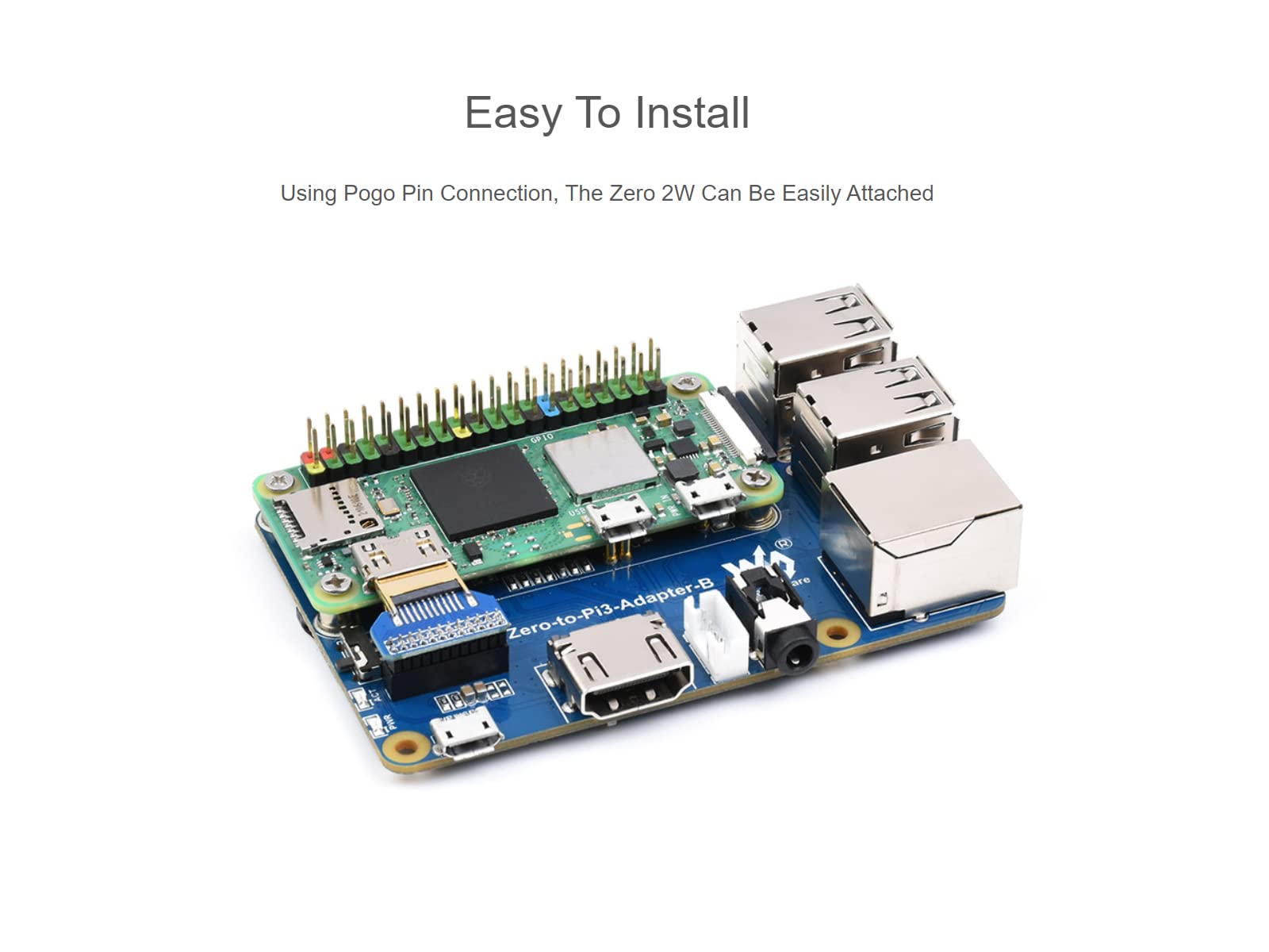 waveshare Pi Zero 2W to Raspberry Pi 3B/B+ Adapter,Based on Raspberry Pi Zero 2W to Reproduce The Original Appearance of The 3B Series,Alternative Solution for Raspberry Pi 3 Model B/B+