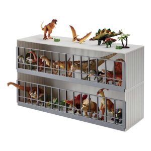 Yamazaki Home Two-Tier Toy Dinosaur and Animal Display Storage Rack, Childrens' Toy Bin Organizer Box, Plastic, Stackable, No Assembly Req.