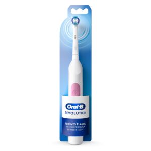 oral-b revolution battery toothbrush with (1) brush head, white, batteries included