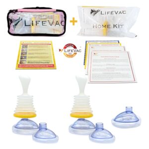 lifevac home & pink travel kit combo - portable suction rescue device, first aid kit for kids and adults, portable airway suction device for children and adults