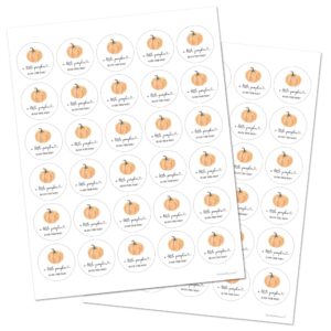 1.5" Round - A Little Pumpkin is On The Way Baby Shower Stickers - Set of 60 (White Background)