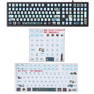 Hilitand Keyboard Stickers for 84-108 Keys Keyboard,JP-608 Universal Desktop Computer Mechanical Gaming Sticker Replacement, Keyboard Keycap Matte Sticker