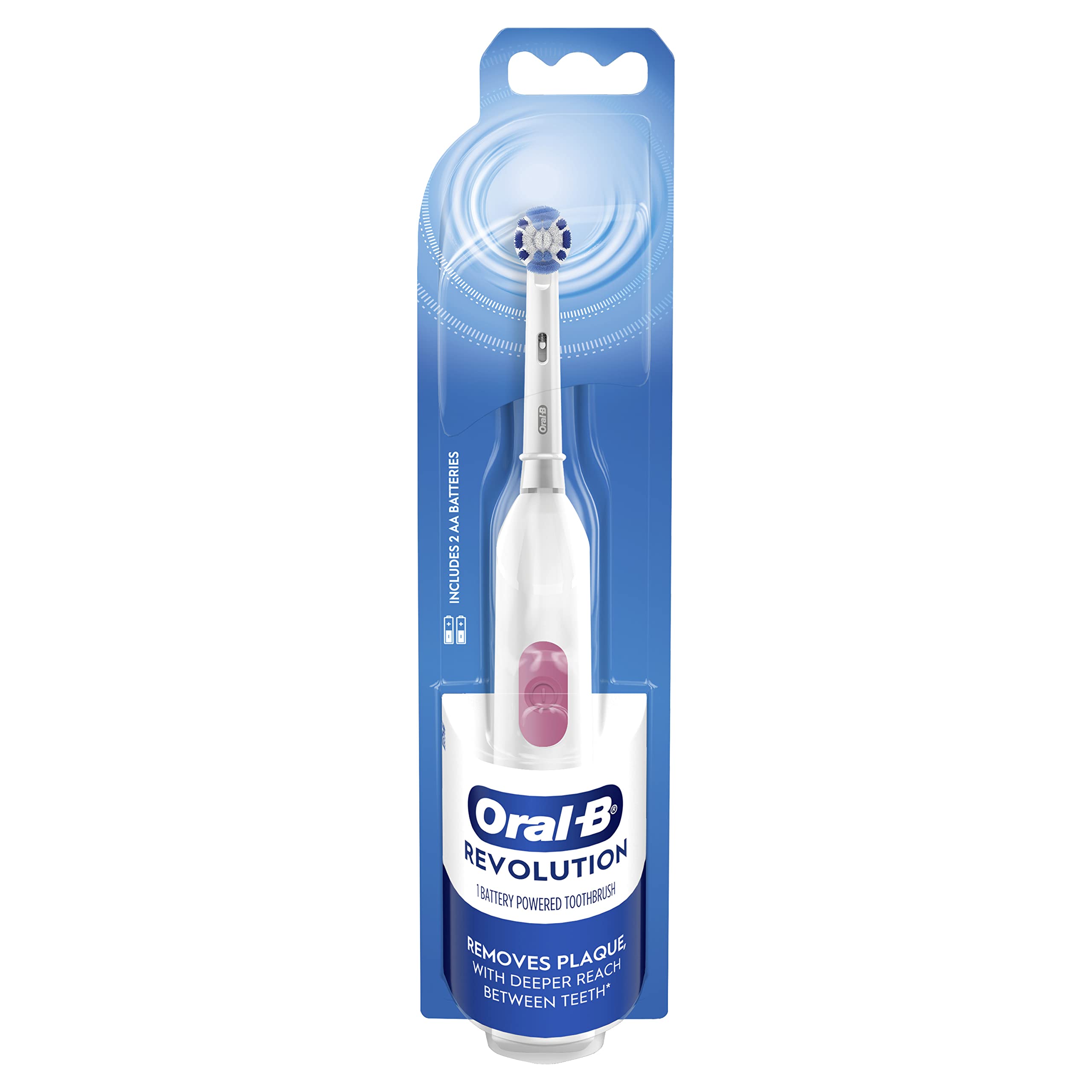 Oral-B Revolution Battery Toothbrush with (1) Brush Head, White, Batteries Included