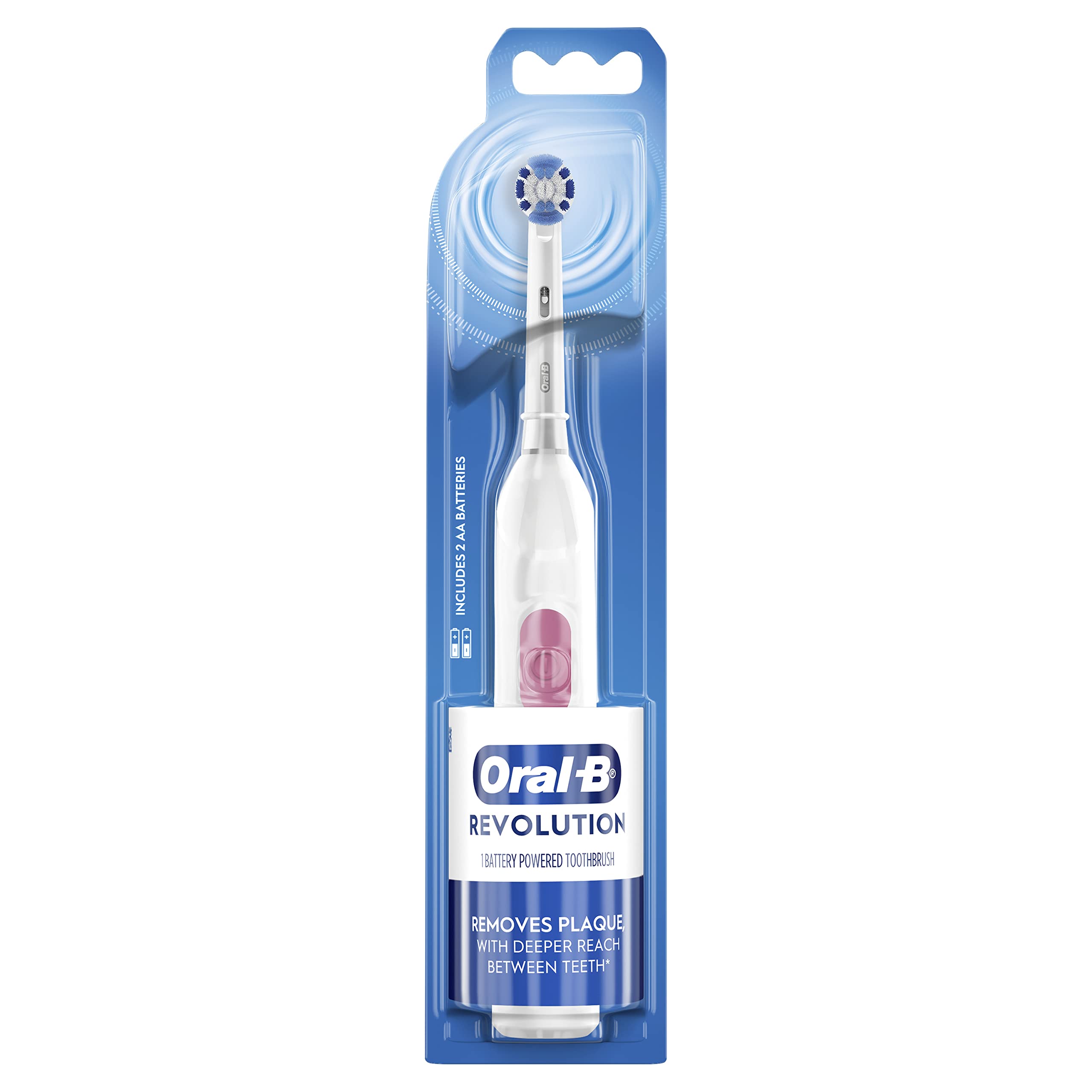 Oral-B Revolution Battery Toothbrush with (1) Brush Head, White, Batteries Included