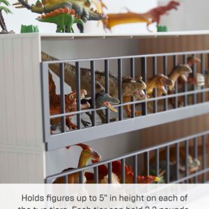 Yamazaki Home Two-Tier Toy Dinosaur and Animal Display Storage Rack, Childrens' Toy Bin Organizer Box, Plastic, Stackable, No Assembly Req.