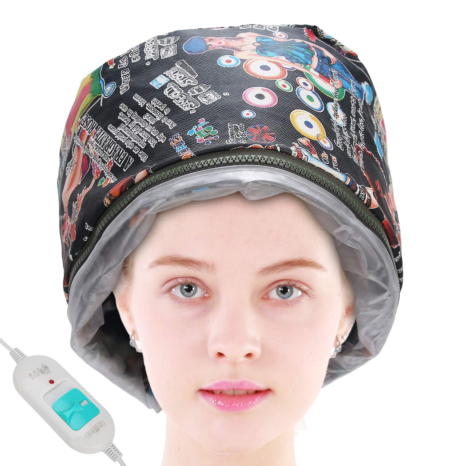 Hair Steamer Cap, 3 Gears Hair Steamer Cap Electric Hair Cap Hair Care Tool Heat Treatment Beauty Steamer Cap Heating Oil Treatment Baking Hat Nourishing Hair Care Tool(US)