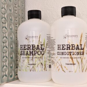 Legend's Creek Farm, Herbal Goat Milk Shampoo Bundle with Conditioner, Gently Cleansing, Soothing, Nourishing, and Deeply hydrating, Handmade in USA, 16 fl. Oz (Unscented)