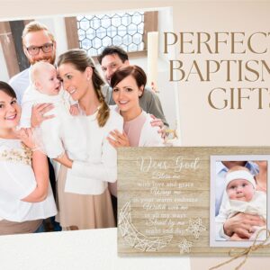 Baptism Gifts for Girls - Baptismal Gifts, Christening Gifts for Baby Girls, Boys - Baby Dedication Gifts from Godmother, Godfather, Godparent - Wood Picture Frame, 4"x 6" Photo, Wall & Tabletop