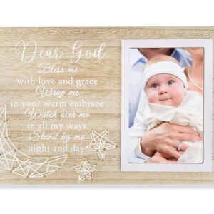 Baptism Gifts for Girls - Baptismal Gifts, Christening Gifts for Baby Girls, Boys - Baby Dedication Gifts from Godmother, Godfather, Godparent - Wood Picture Frame, 4"x 6" Photo, Wall & Tabletop