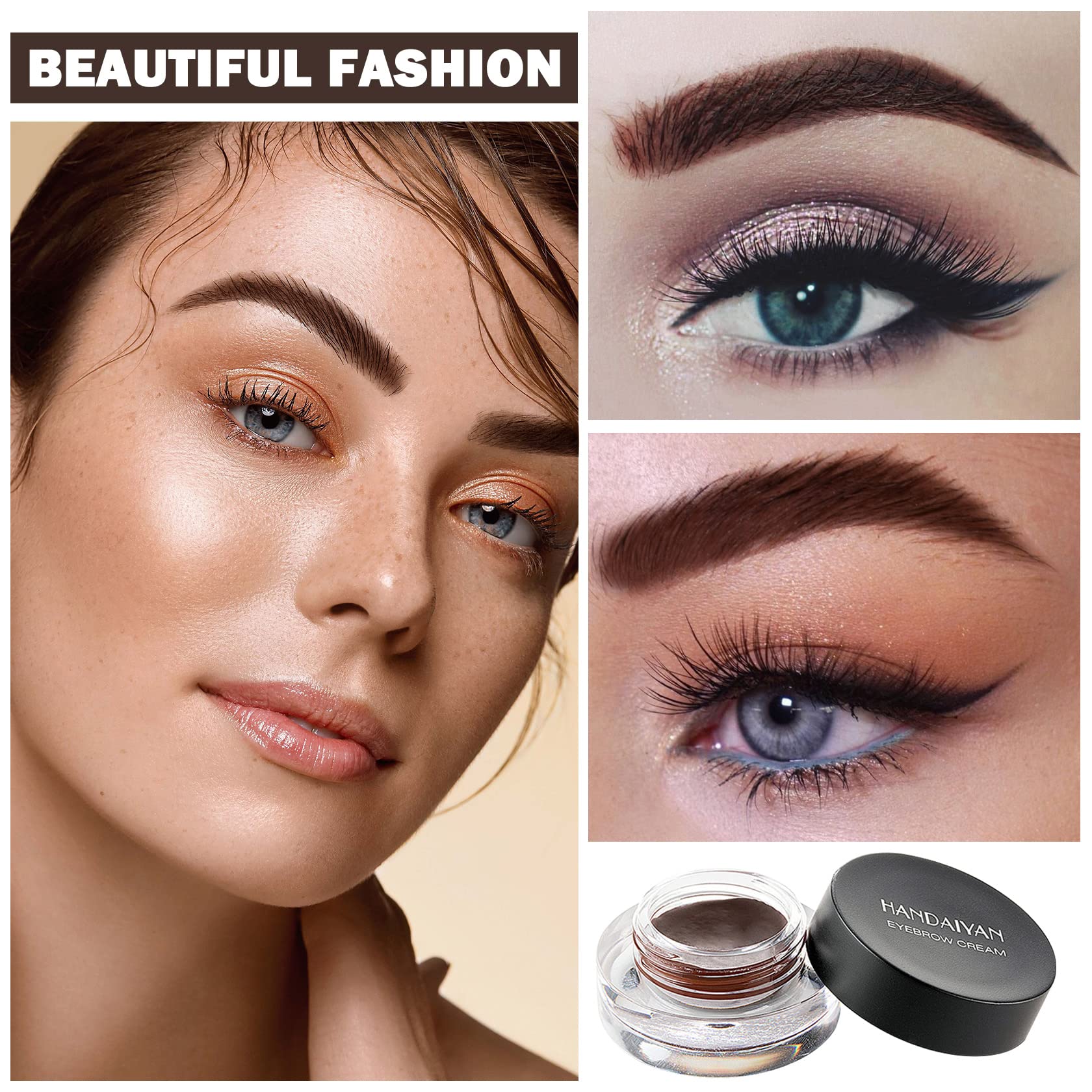 Eyebrow Pomade Cream,Brow Pomade Gel Naturally Long Lasting Waterproof,Delicate and Smooth Eye Brow Makeup Cosmetics with Eyebrow Brush - Dark Brown