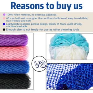 African Exfoliating Net, 4 Pieces African Net Sponge, Nylon African Bath Sponge Net, African Net Long Net Bath Sponge Shower Body Scrubber