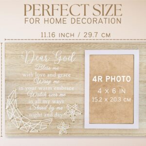 Baptism Gifts for Girls - Baptismal Gifts, Christening Gifts for Baby Girls, Boys - Baby Dedication Gifts from Godmother, Godfather, Godparent - Wood Picture Frame, 4"x 6" Photo, Wall & Tabletop