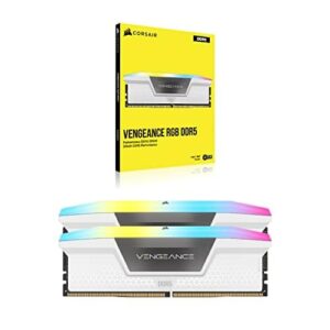 CORSAIR VENGEANCE RGB DDR5 RAM 32GB (2x16GB) 6200MHz CL36 Intel XMP iCUE Compatible Computer Memory - White (CMH32GX5M2B6200C36W)