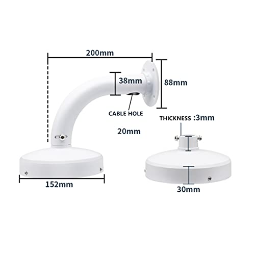 WiTi 6 inch Base Wall Mount Bracket for Surveillance Cameras IP CCTV, Compatible with Eufy Cameras Bullet Dome PTZ,Cable Management Pole Mounting Antirust Base Powder Spray Coated