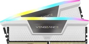 corsair vengeance rgb ddr5 ram 32gb (2x16gb) 6200mhz cl36 intel xmp icue compatible computer memory - white (cmh32gx5m2b6200c36w)