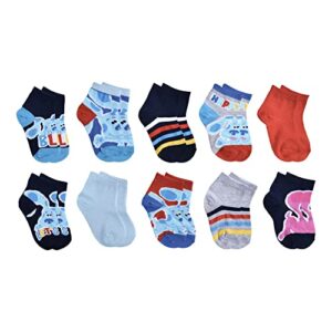 blue’s clues baby boys 10-pack quarter socks, blue, 2-4t us