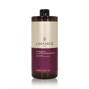 linange emergency reconstruction shampoo for very damaged hair with collagen, keratin, and shea butter - nourishing and restructuring shampoo, 1000ml / 33.8 oz.