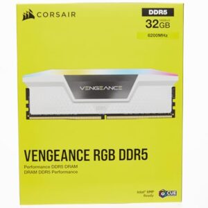 CORSAIR VENGEANCE RGB DDR5 RAM 32GB (2x16GB) 6200MHz CL36 Intel XMP iCUE Compatible Computer Memory - White (CMH32GX5M2B6200C36W)