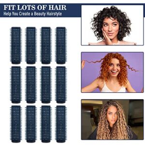 12 PCS Small Size Hair Rollers, Self Grip Hair Curlers Hair Dressing Tool, Salon Curly Style Hair Rollers for Short Hair, 0.6 Inch Navy Blue