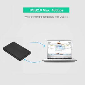 2.5 inch Hard Drive Enclosure, USB2.0 IDE Parallel Port Mobile Hard Disk Box, High Speed HDD Case External Storage, for PC Notebook Computers