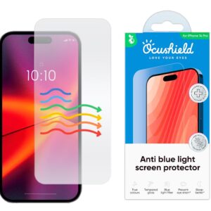 Ocushield Anti Blue Light Tempered Glass Screen Protector for iPhone 14 Pro 6.1" - Protect Your Eyes Reduce Migraines & Improve Sleep