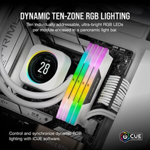 CORSAIR VENGEANCE RGB DDR5 RAM 32GB (2x16GB) 6200MHz CL36 Intel XMP iCUE Compatible Computer Memory - White (CMH32GX5M2B6200C36W)