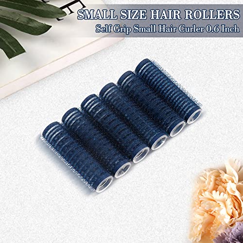 12 PCS Small Size Hair Rollers, Self Grip Hair Curlers Hair Dressing Tool, Salon Curly Style Hair Rollers for Short Hair, 0.6 Inch Navy Blue