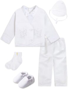 a&j design baby baptism outfit boy christening white suits 3-6 months