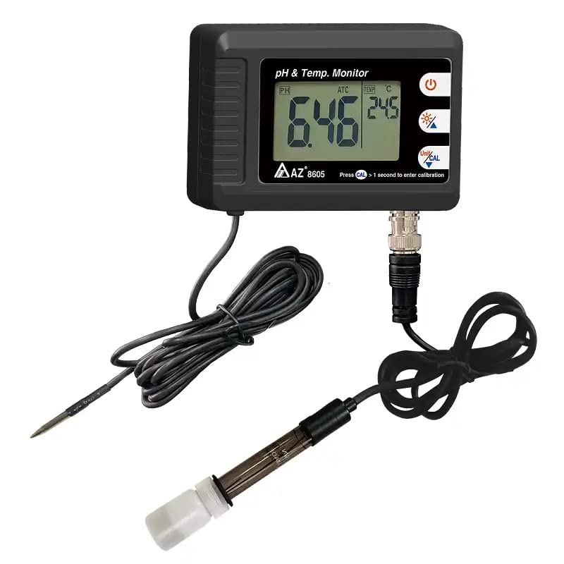 pH & Temperature Meter Big Display Compact pH & Temperature Monitor 0.00~14.00 ±0.1-5.0~60.0℃ ±0.5℃ AZ 8605