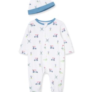 Little Me Baby Boy Clothes 2-Piece Baby Sleeper and Cap Set 100% Cotton Footies with Full 2-way Zipper and Scratch Free Tags Baby Essentials - 3 months, Golf Cart